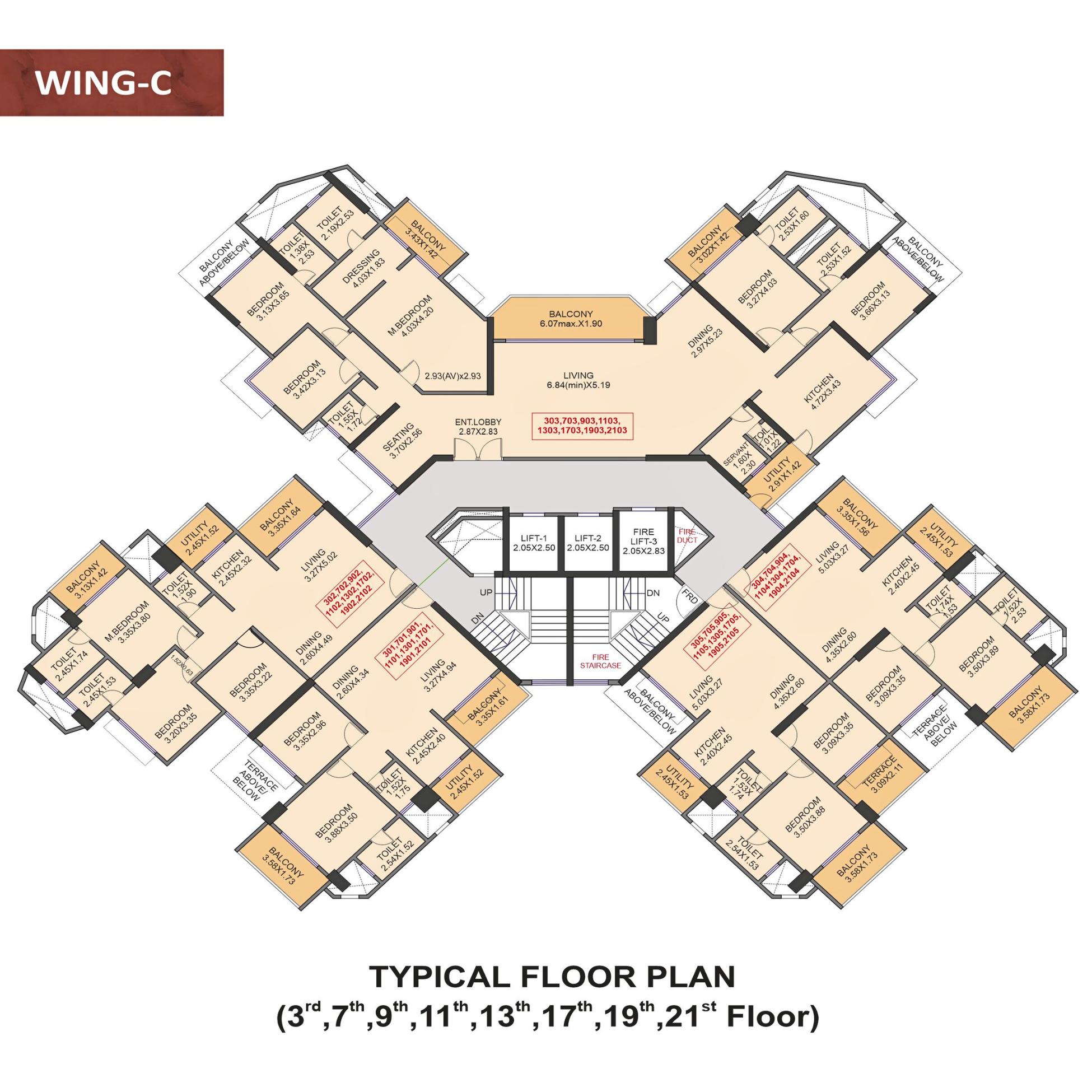 Venkatesh-Skydale-Floor-Plan-Wing-C-3rd-7th-9th-11th-13th-17th-19th-21st-Floor